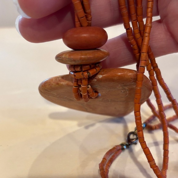 Handcrafted Heart Stone Pendant Necklace. - Picture 5 of 7